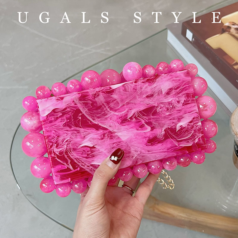 Luxury Bags On Sale - Luxe designer kralenversierde gestreepte acryl vierkante