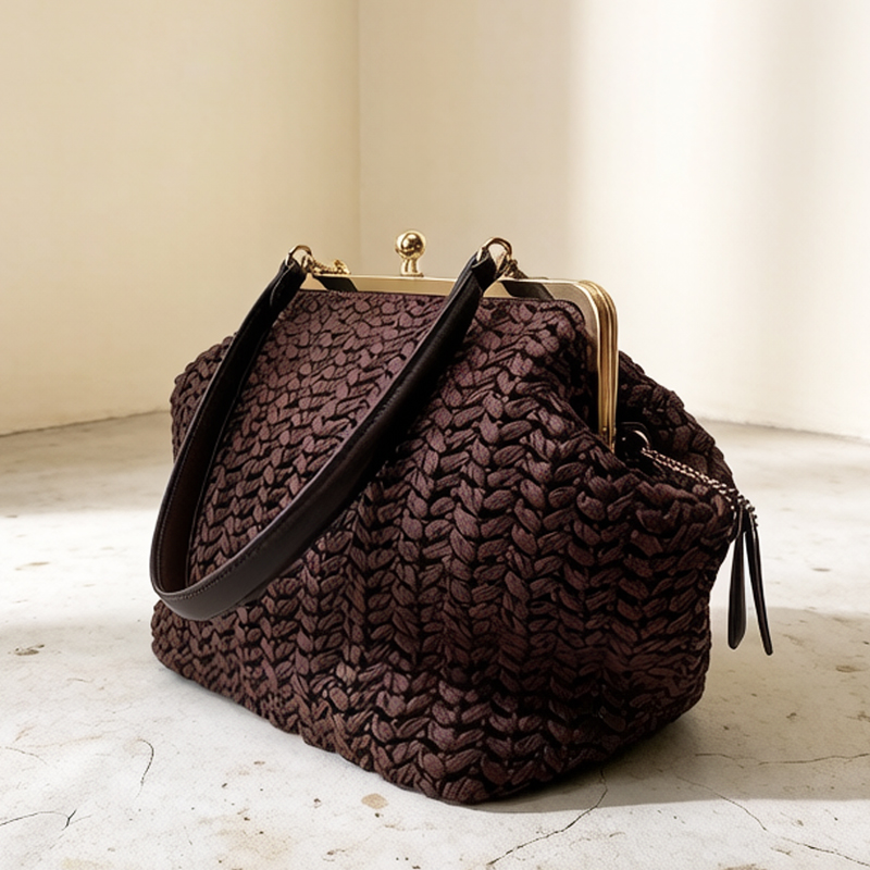 Luxury Bags On Sale - Handgeweven Kisslock Frame Schouder Raffia Strandtassen