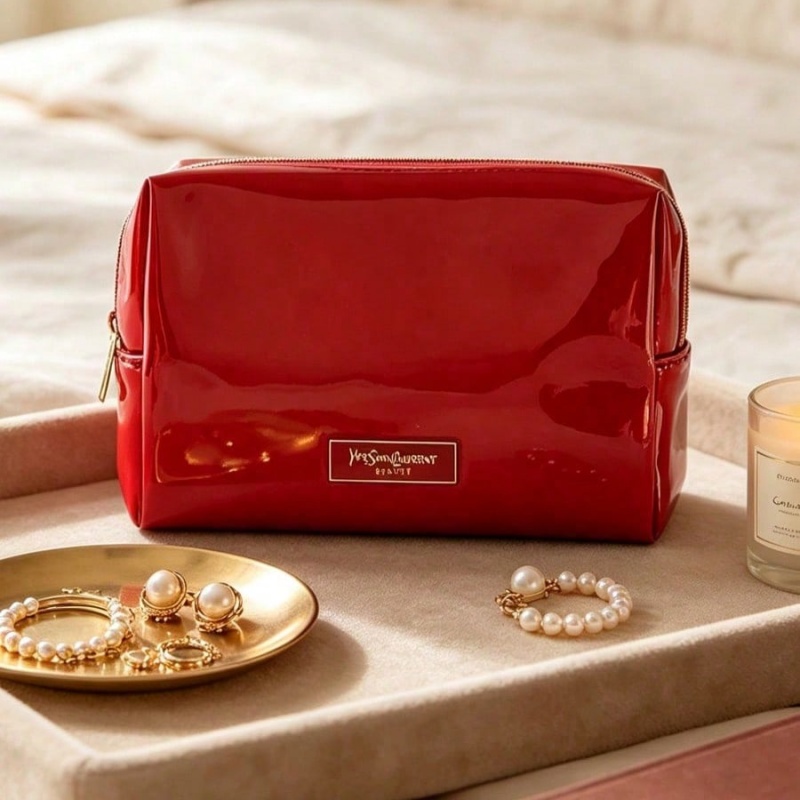 Women Luxury Bags Ysl - YSL BEAUTE Rode Kunstleren Make-up Tas,